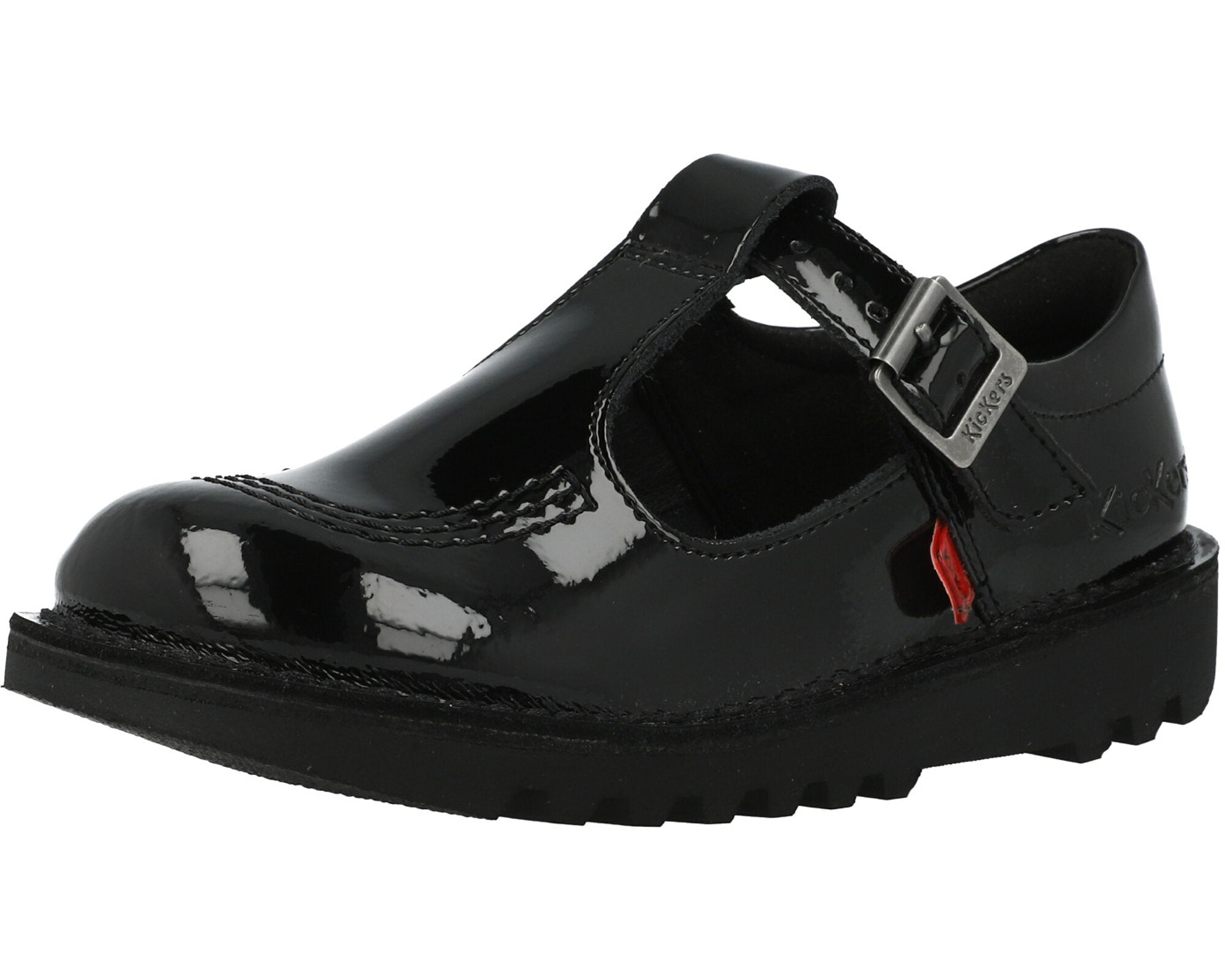 Kickers Kick T-Bar Black Patent Leather Shoes