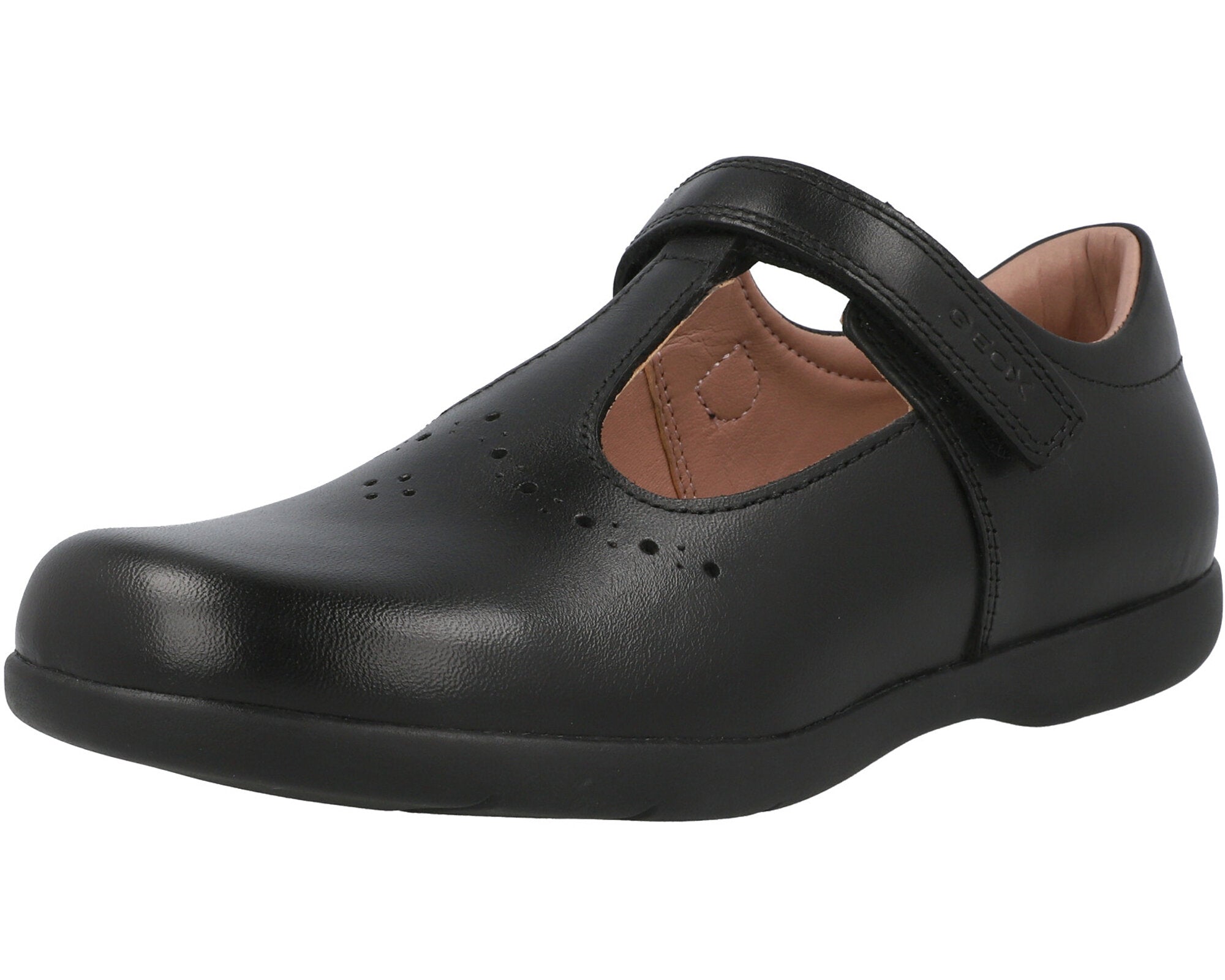 Geox Naimara Black T-Bar School Shoes