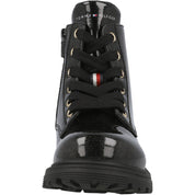 Tommy Hilfiger Black Glitter Lace-Up Boots