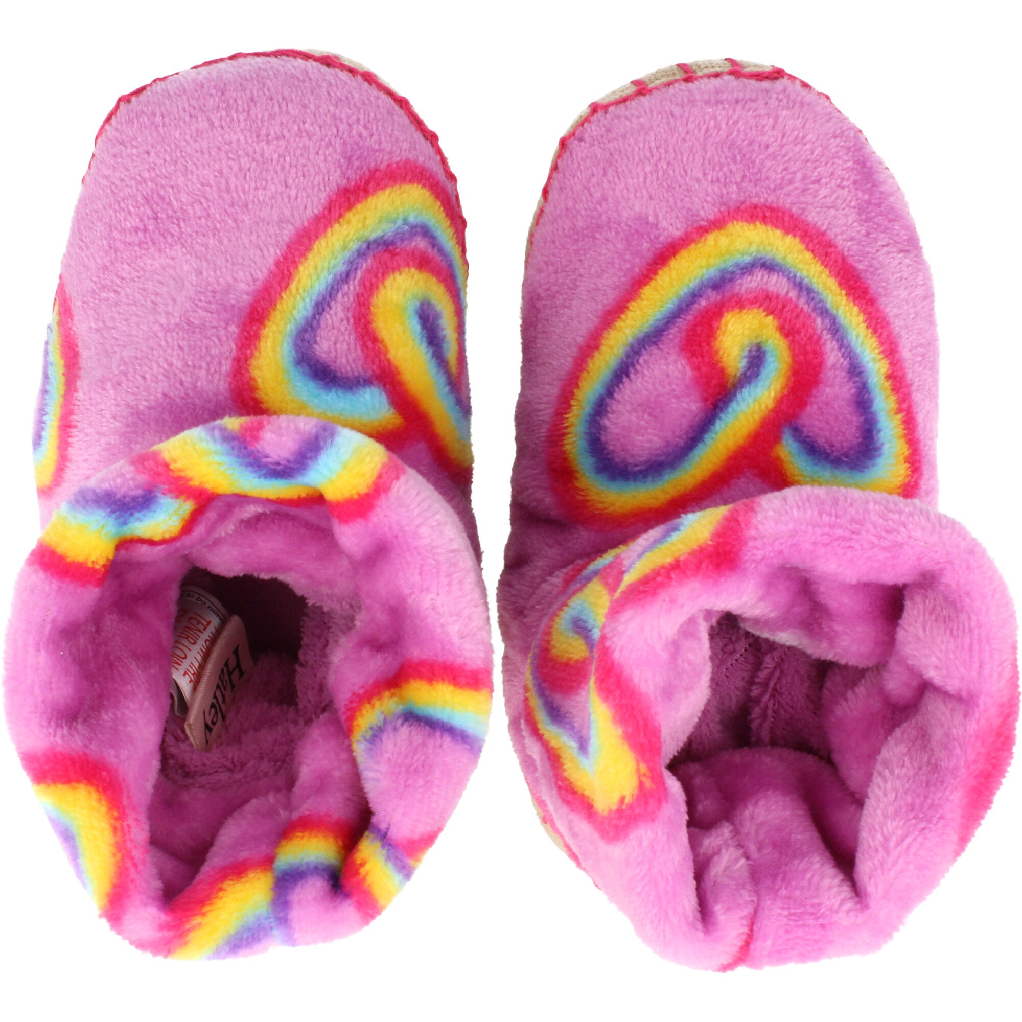 Hatley Twisty Rainbow Hearts Fleece Slippers