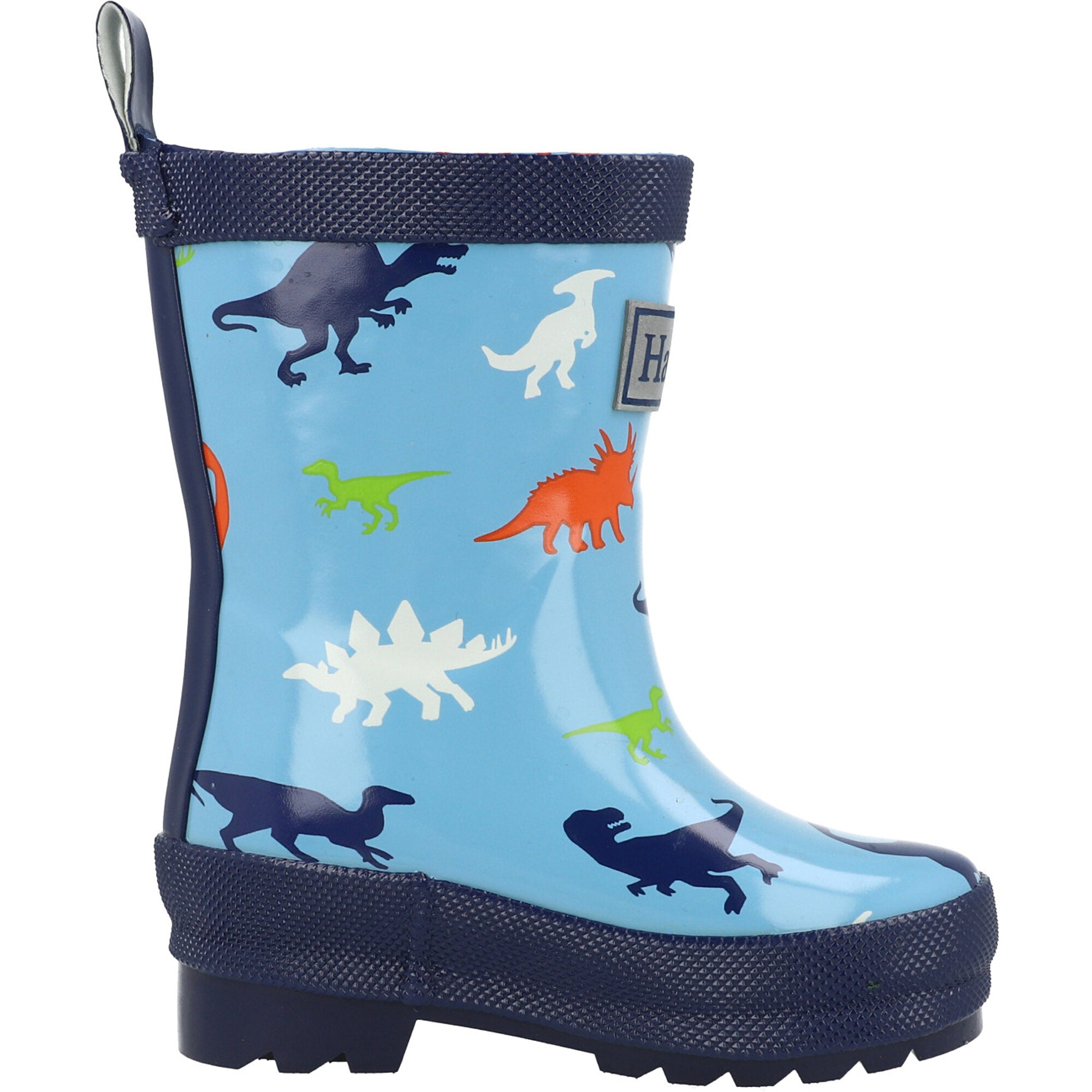 Hatley Shiny Rain Boots Dinos Blue